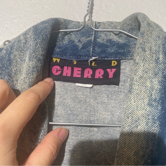 Vtg Oversized acid washed Denim Jacket Hand Painted purpleFloral Studded Artwear - Picture 10 of 12